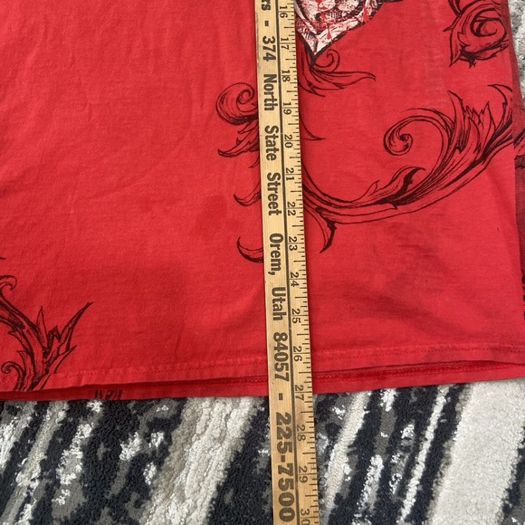Vintage Affliction Black Y2K Georges St-Pierre Cross Red AOP Shirt Sz Large - Picture 4 of 6